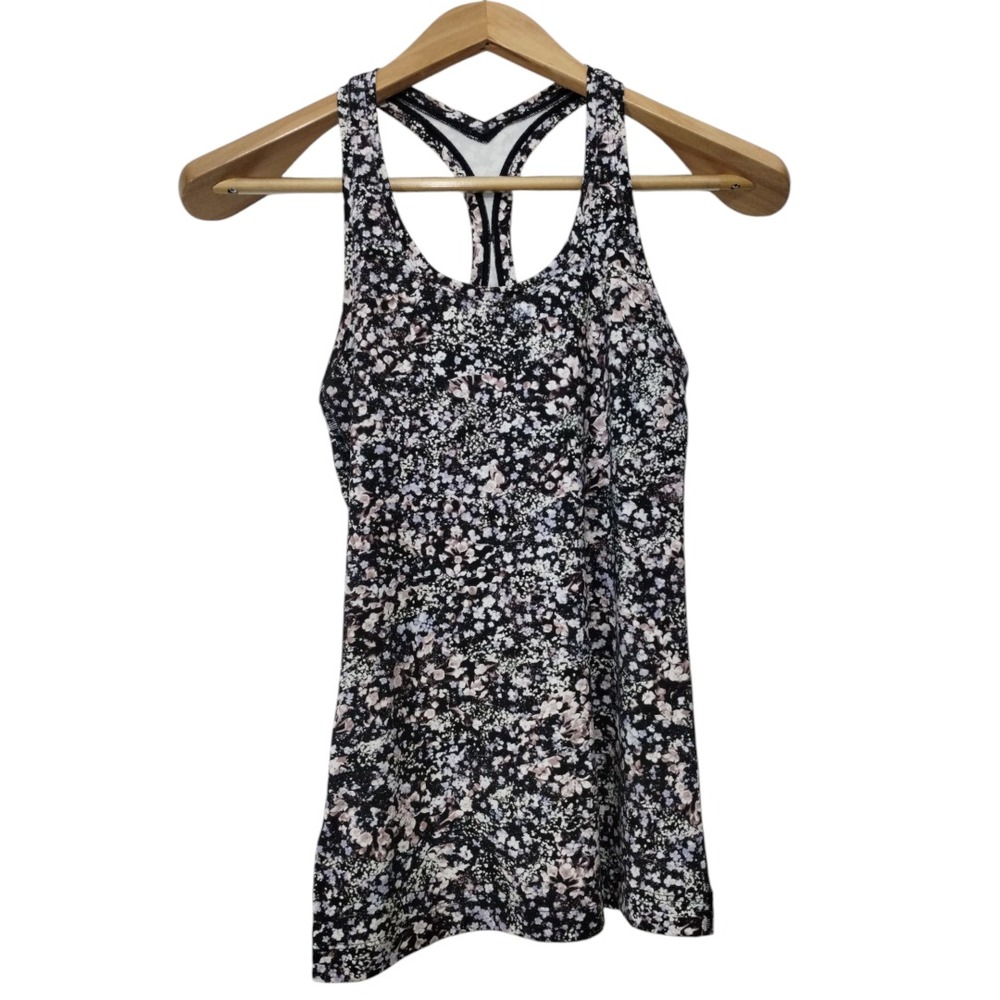 Lululemon Women's Cool‎ Racerback II Floral Spritz Tank Top Black Training Yoga
